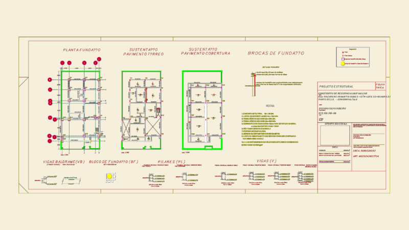 Structural project for single-family house with foundation details