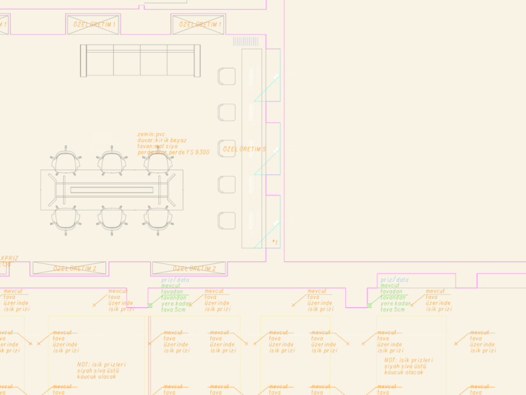 CAD floor plan of a university conservatory with workspace furniture, acoustic panel specs, and electrical annotations.