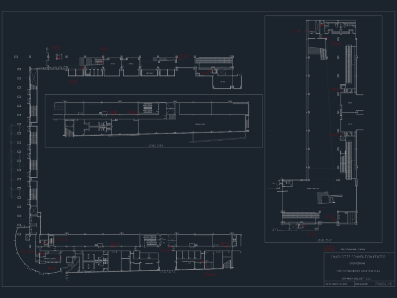Charlotte Convention Center Fire Extinguisher Layout – Levels 731B & 731C