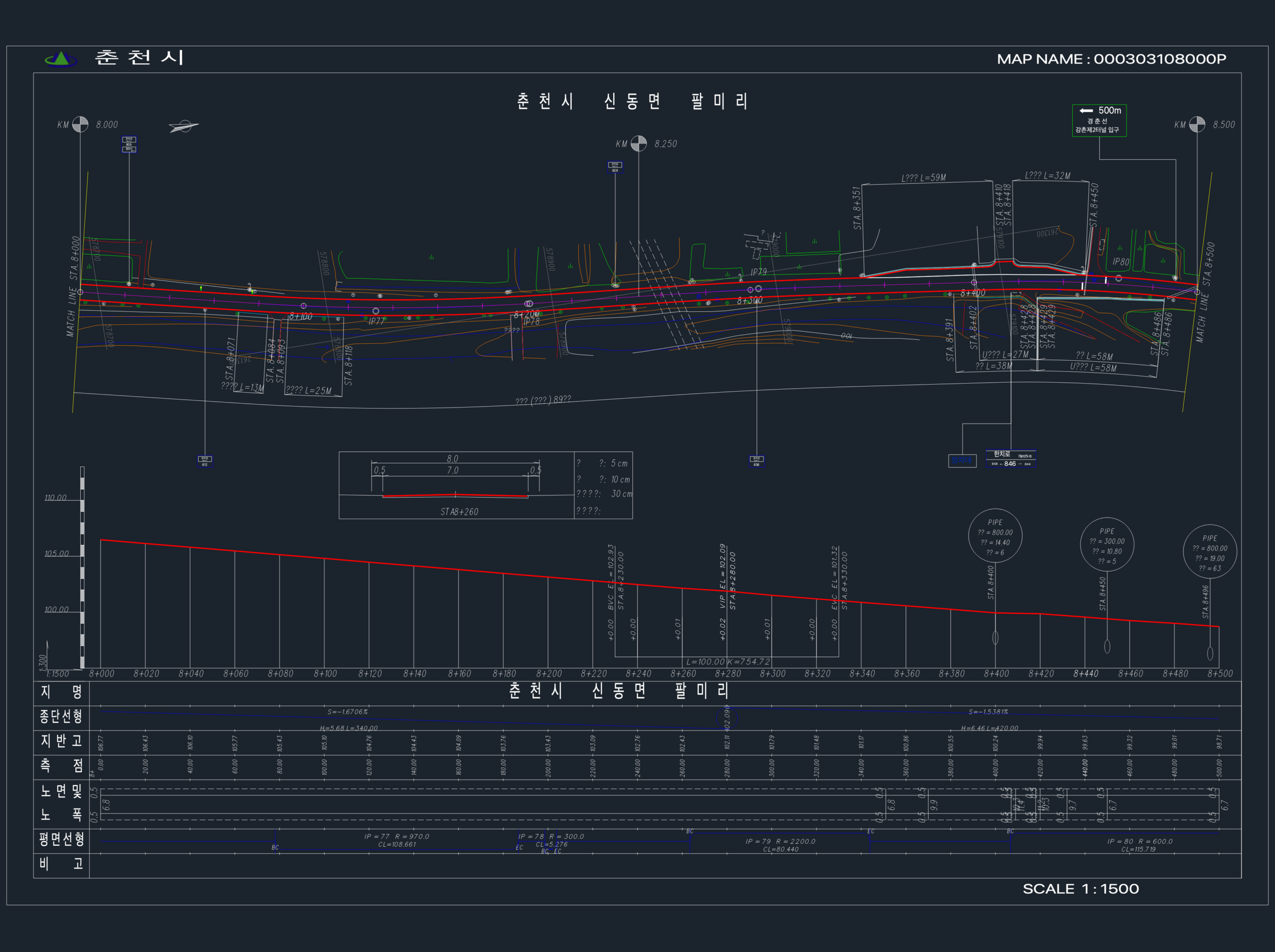 Road Alignment Graph Autocad Chuncheon-si Road Alignment and Profile CAD | Designs CAD