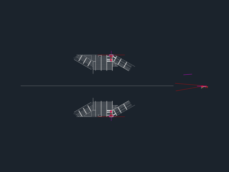 CAD plan views of N-RSV main deck towing arrangement showing port and starboard hardware positioning.