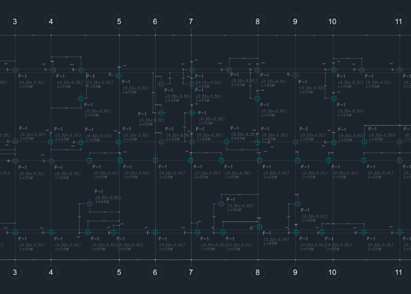 30×30 Concrete Pile Location Plan & Reinforcement Detail DWG