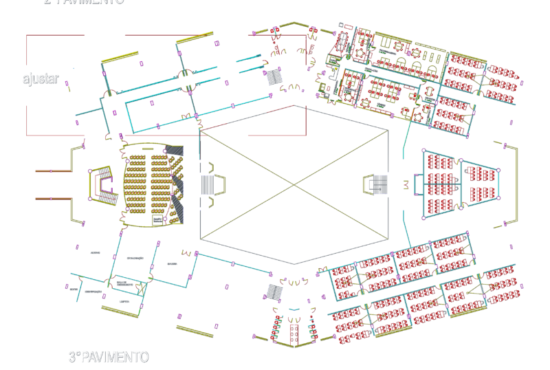 Architectural Floor Plans for a Large Public Library Building