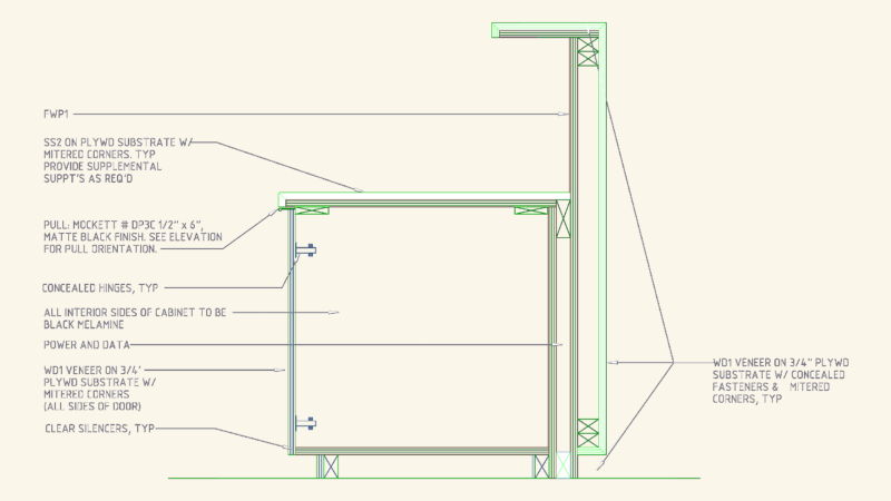 Custom reception desk details DWG