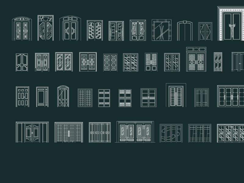 Decorative Double and Large Entrance Door Elevations