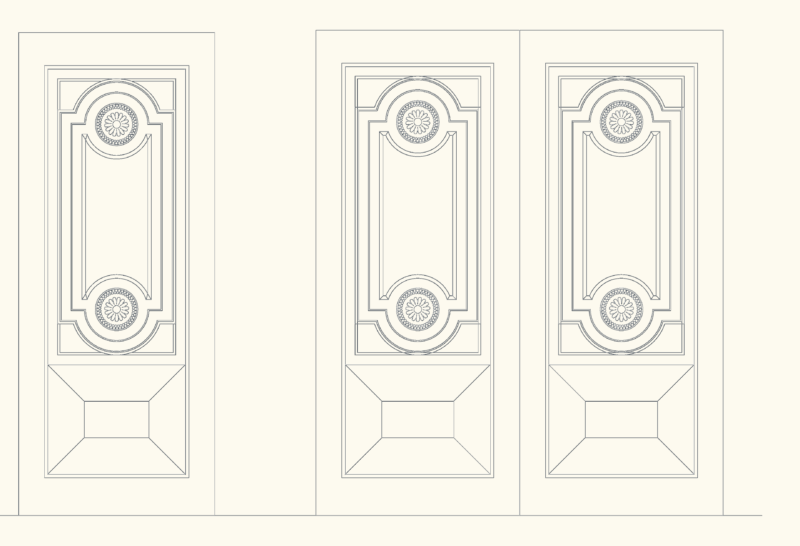 Decorative Wood Door HL-A055 CAD Elevation Block
