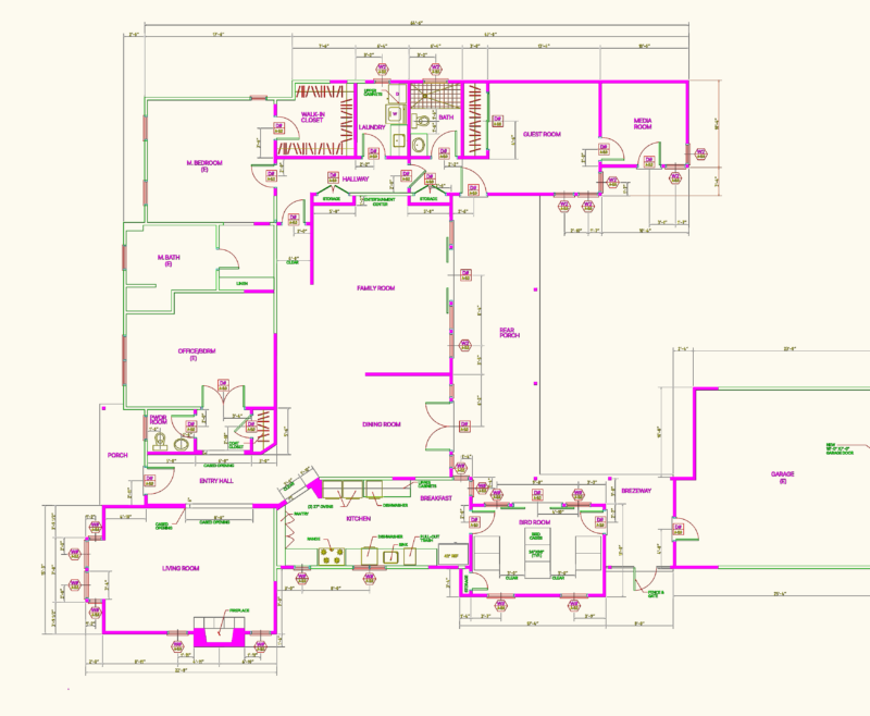 Detailed floor plan for a residential addition and remodel project