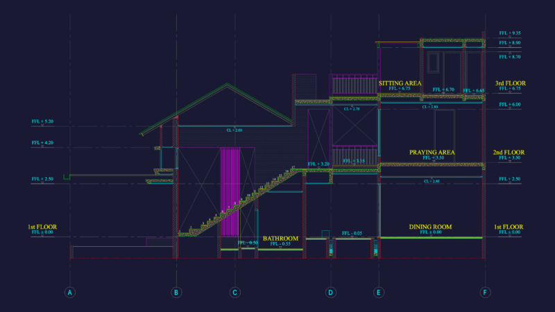 3-story residential section dwg