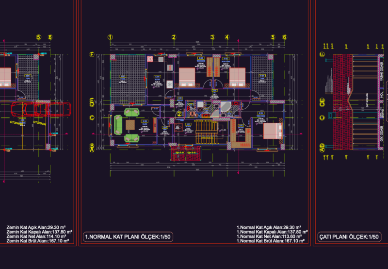 Duplex House Architectural Set DWG with Plans, Sections, and Elevations
