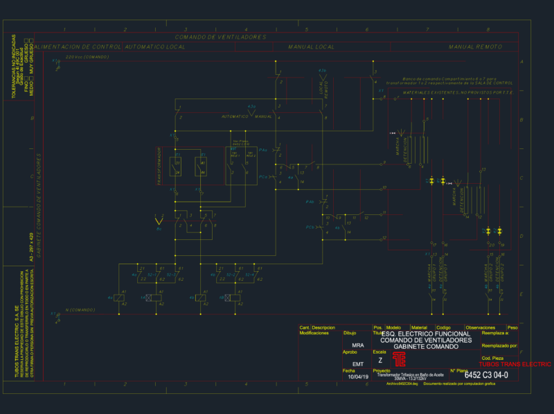 Fan Control Cabinet Electrical Schematic DWG Detail for 30MVA Transformer