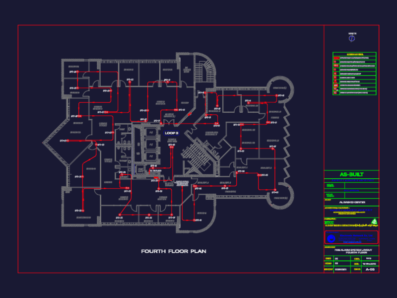 Fire alarm system layout for Rashid Center as-built drawings
