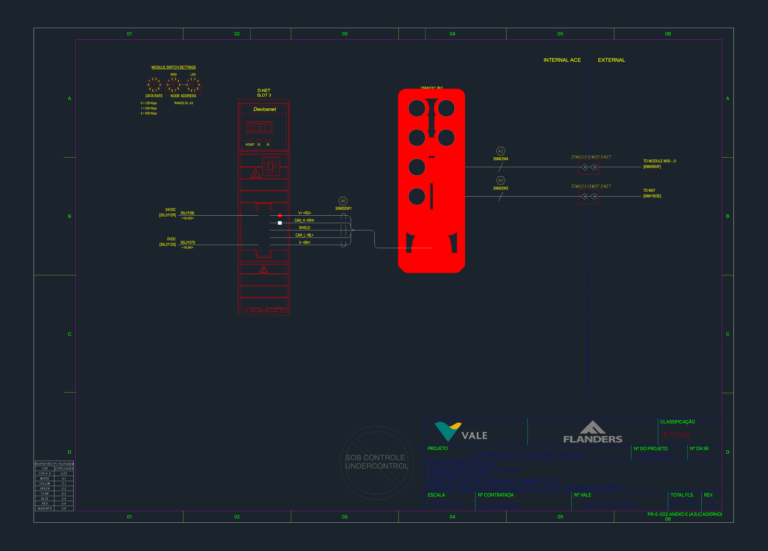 2D electrical wiring diagram of a Flanders ARDVARC Slot 3 DeviceNet module with CAN bus wiring and terminal blocks.