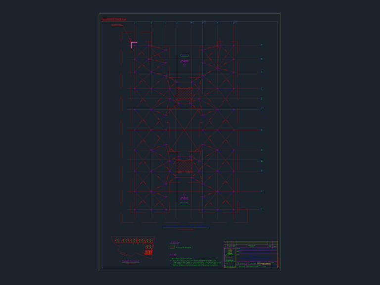 Foundation layout plan for residential blocks showing pile points, grid coordinates, and diagonal dimensions.