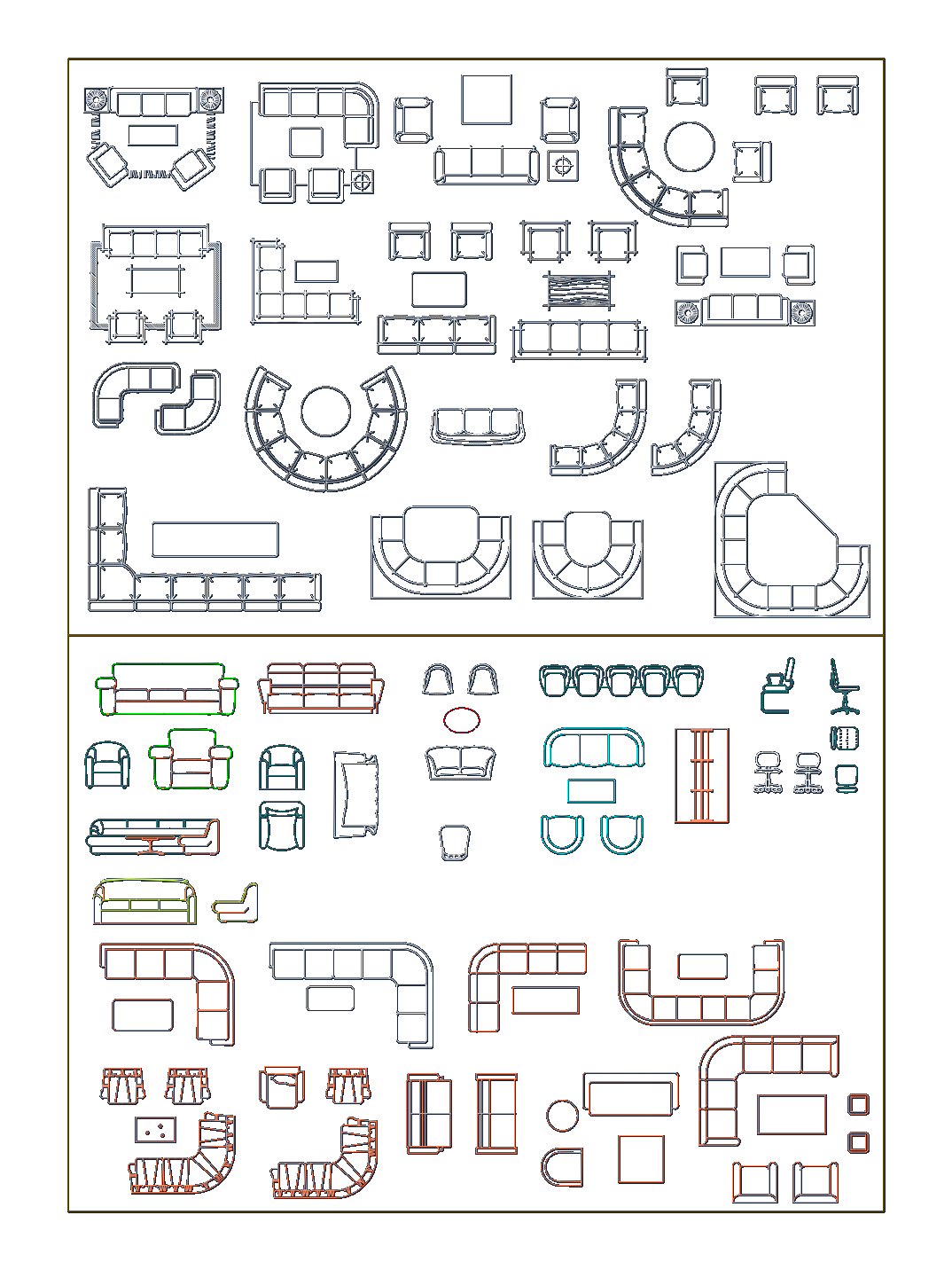 Modular Sofa and Armchair CAD Plan Blocks | Designs CAD