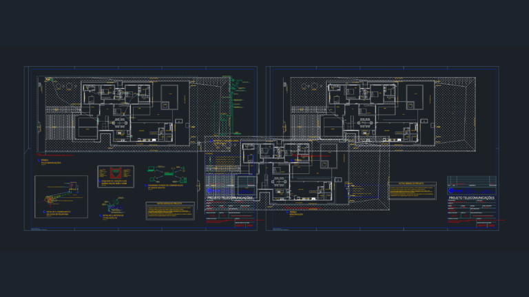 Ground floor residential telecommunications layout featuring CCTV, sound systems, and RJ45 wiring schematics.