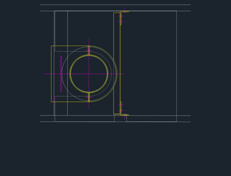 CAD drawing showing a 12-inch vent line grating penetration with cover plate and structural support steel.