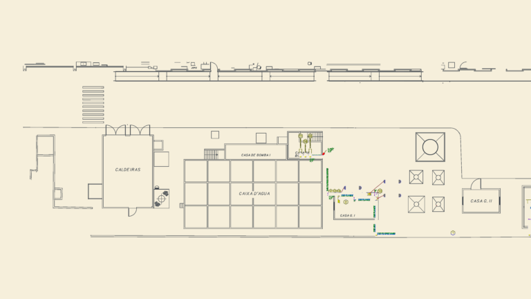 Ground floor electrical layout plan for an industrial plant with pump house, water tank, and boiler room details.