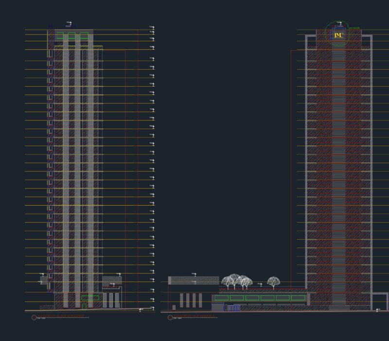 High-rise tower elevations for Av dos Vereadores and Rua Venezuela
