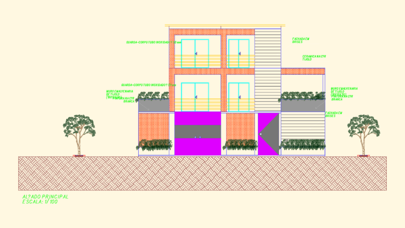 Three-Floor Aparthotel Project Including Plans Sections and Elevations