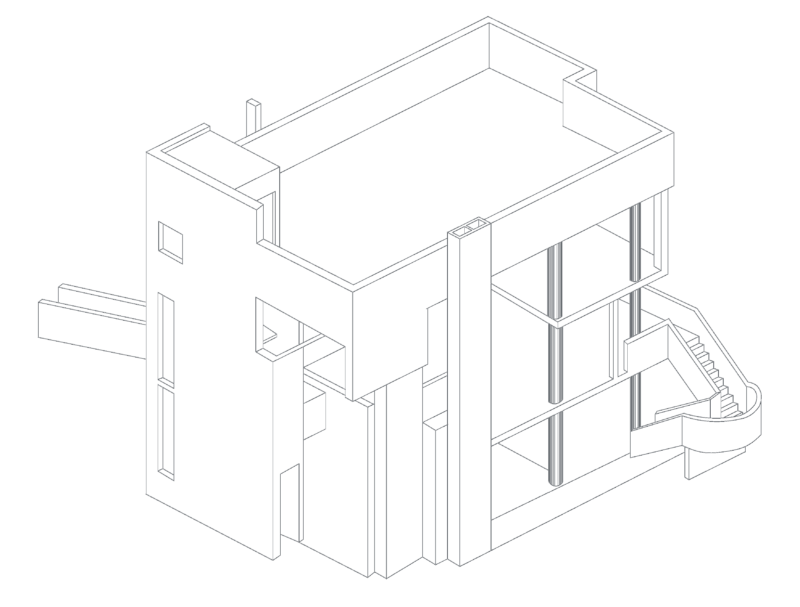 Smith House Exterior Axonometric Perspective Architectural Drawing