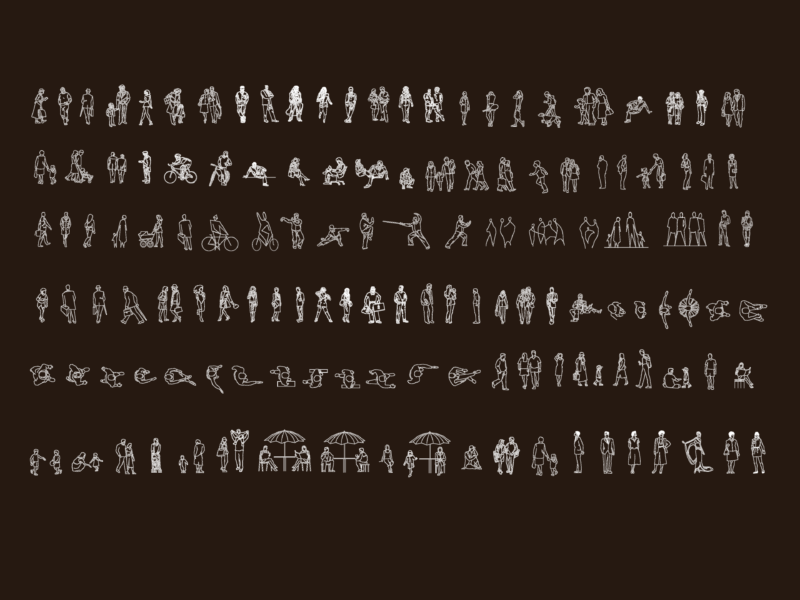 Human Figure CAD Blocks in Plan and Elevation View