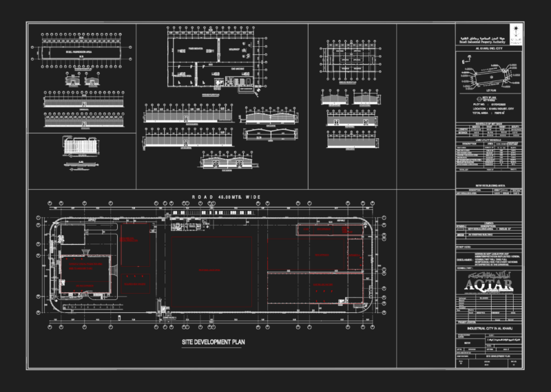 Industrial city factory site development plan and floor layouts