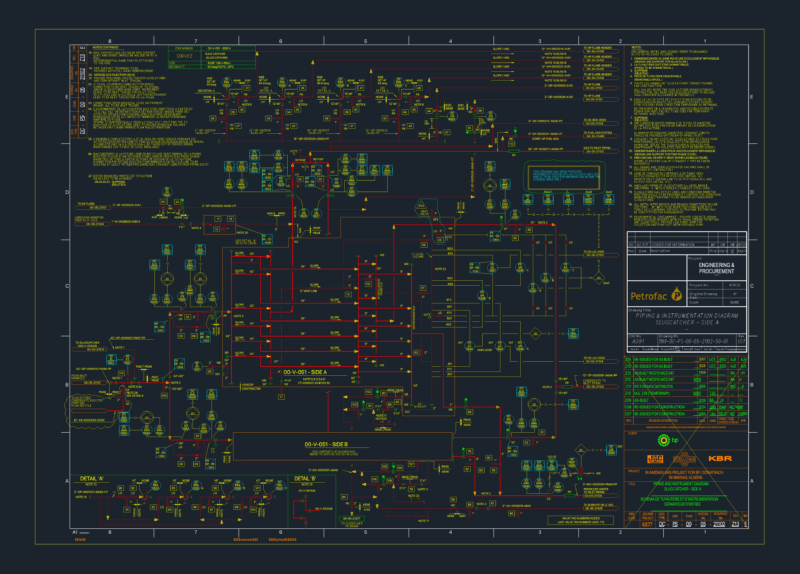 Piping & Instrumentation Diagram for Slug Catcher Side A