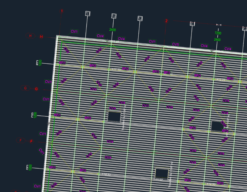 Industrial warehouse metal roof framing layout plan