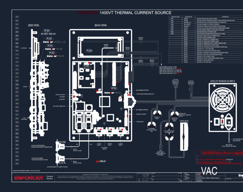 Innovar ENFORCER 1400VT Thermal Current Source Internal Layout and Wiring