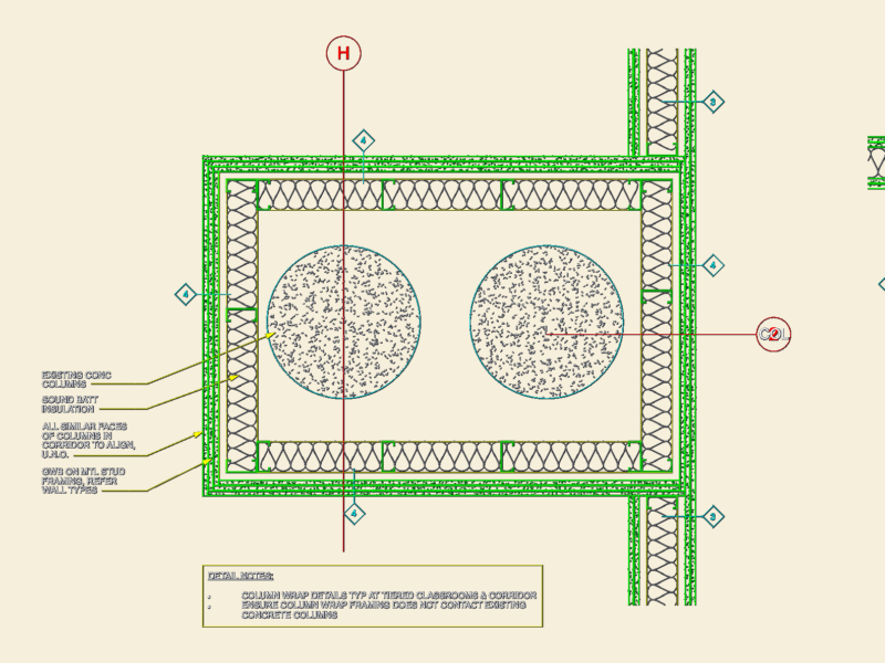 Interior GWB and GRG Column Wrap Detail Drawings DWG