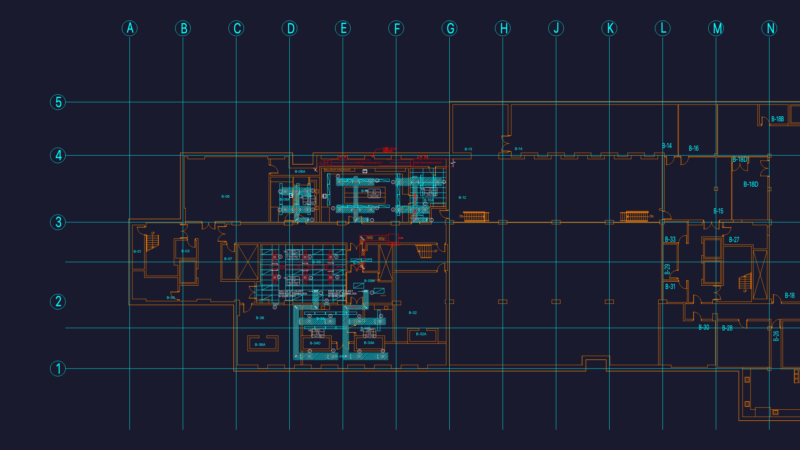 Laboratory mechanical layout plan including hvac details and equipment schedule