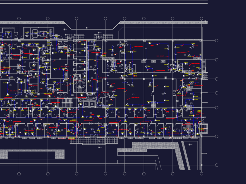 Fire alarm and smoke detection layout for laboratory building
