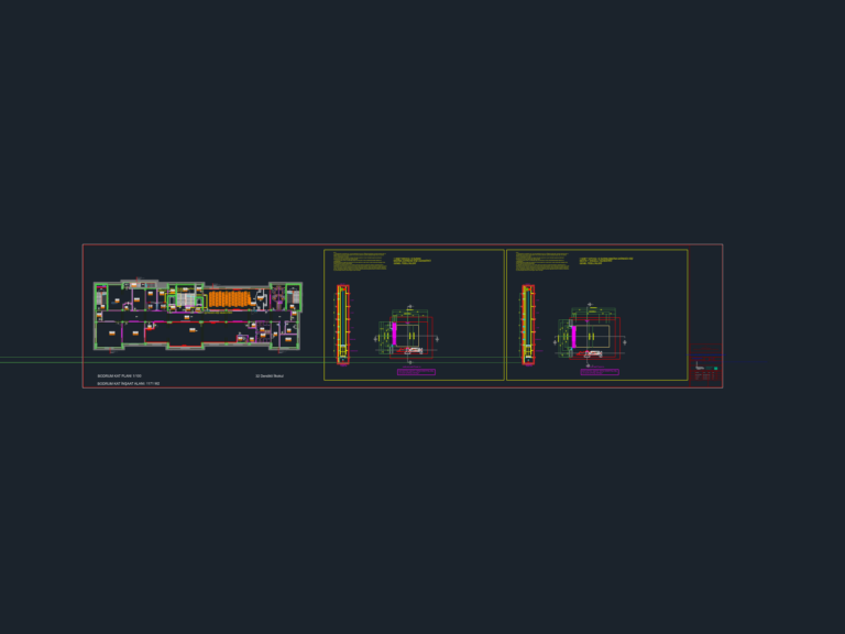 School basement plan and MRL elevator shaft sections for 800kg and 1275kg passenger and stretcher lifts.