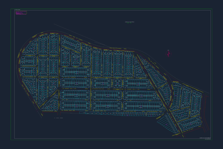 Urban subdivision map for Bairro das Indústrias with lot boundaries, street labels, and square meterage data.