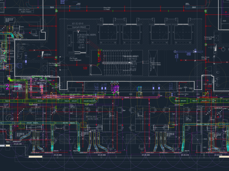 Tower 2 HVAC Floor Plan and Seismic Bracing Detail DWG with Fan Coil and Heat Pump Specs