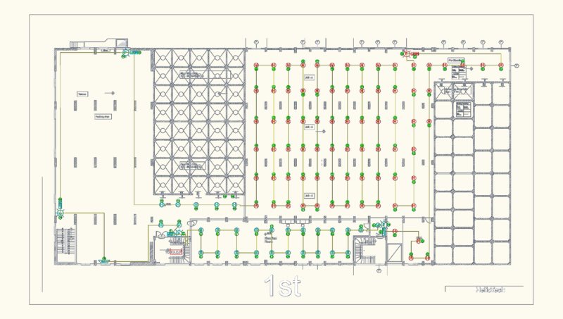 HelioTech Industrial Fire Alarm Layout for Flour and Bran Silo Facility
