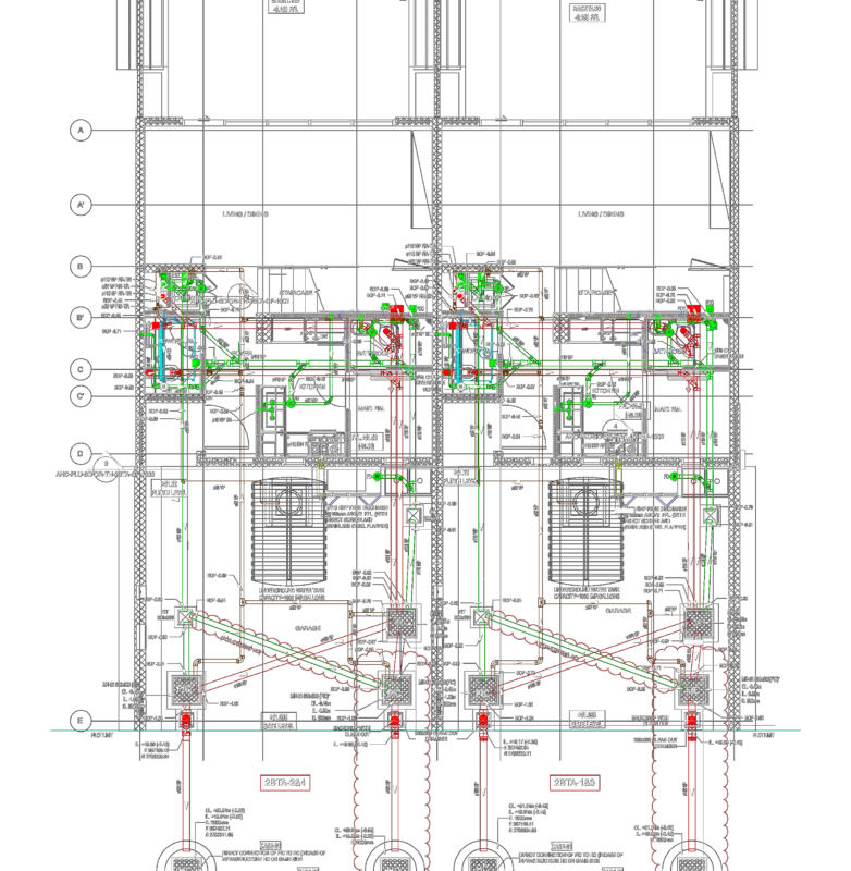 Ground Floor Drainage Shop Drawing DWG with Manhole Schedules