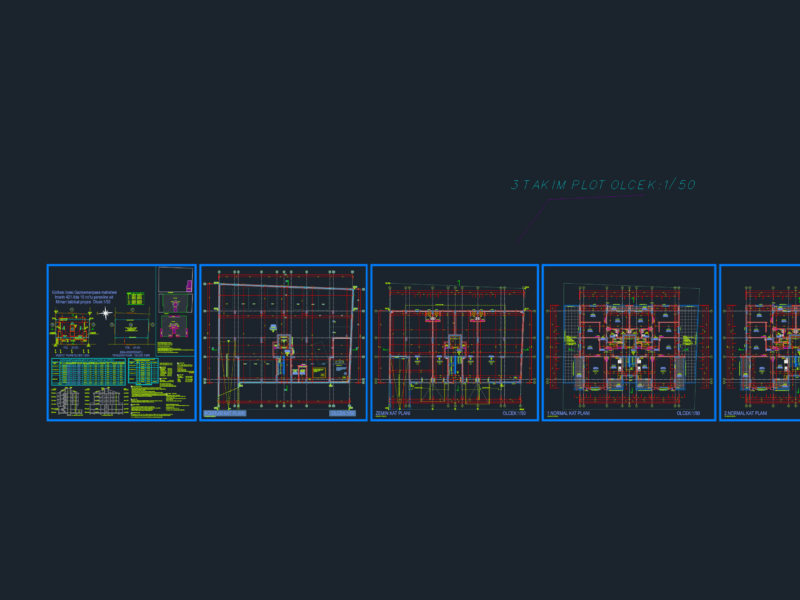 Multi-story Residential & Commercial Building DWG with Floor Plans, Sections & Elevations