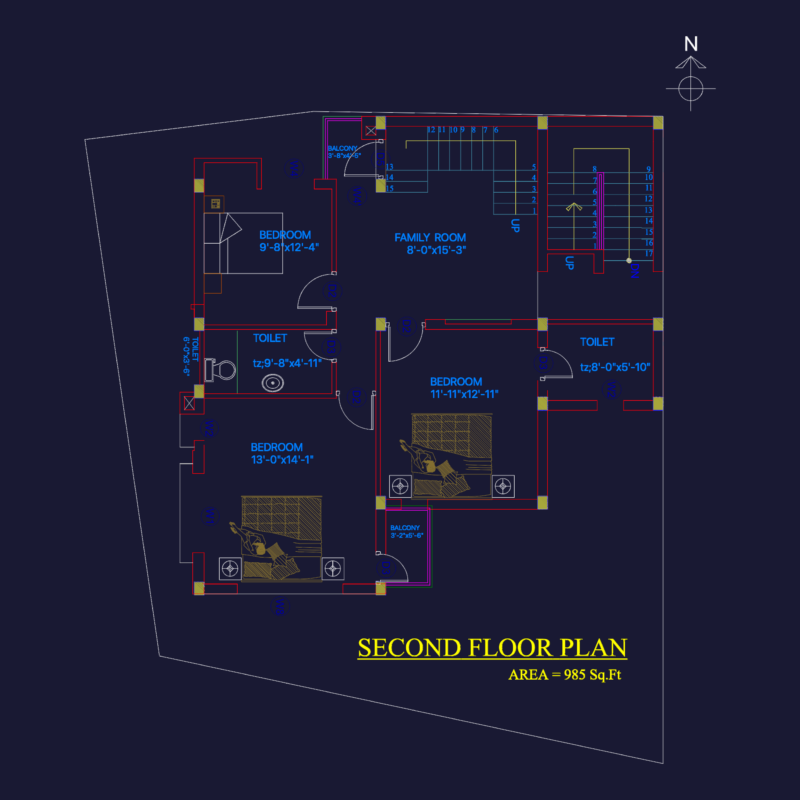 Nepal Residential Multi-Floor House Design DWG Plan