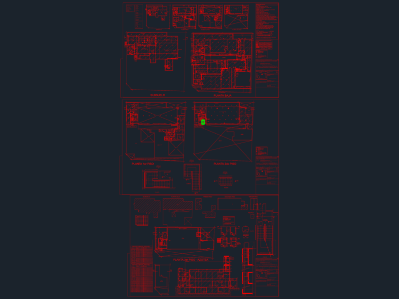 Office building floor plans and fire safety system details