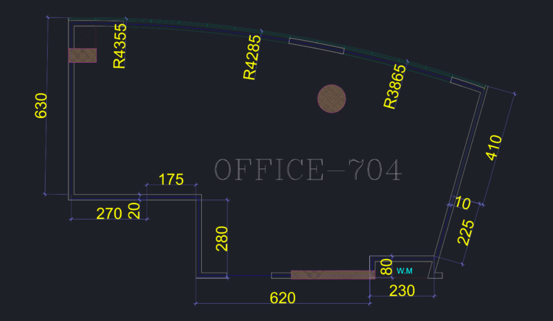 Commercial Office Space Unit 704 Layout Plan with Dimensions