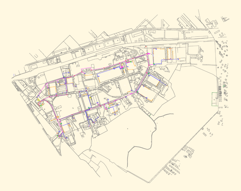 Optical fiber network layout and site plan for Szigetszentmiklós