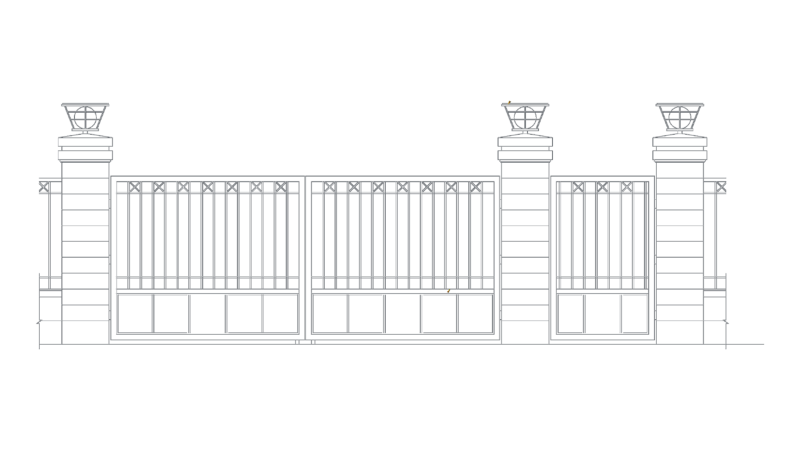 Ornamental Security Fence & Double Gate Detail Elevation