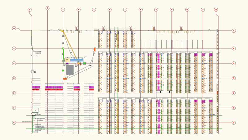 Overall Racking Plan and Floor Layout for Large Industrial Warehouse