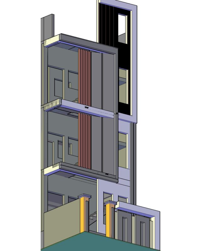 15.5 * 47 home 3d Elevation(G+2)