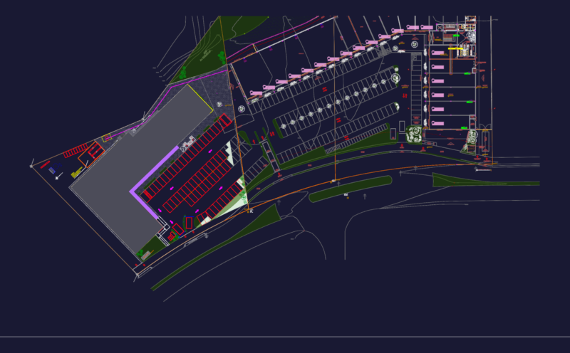 Architectural project for a commercial retail center with 30 shops