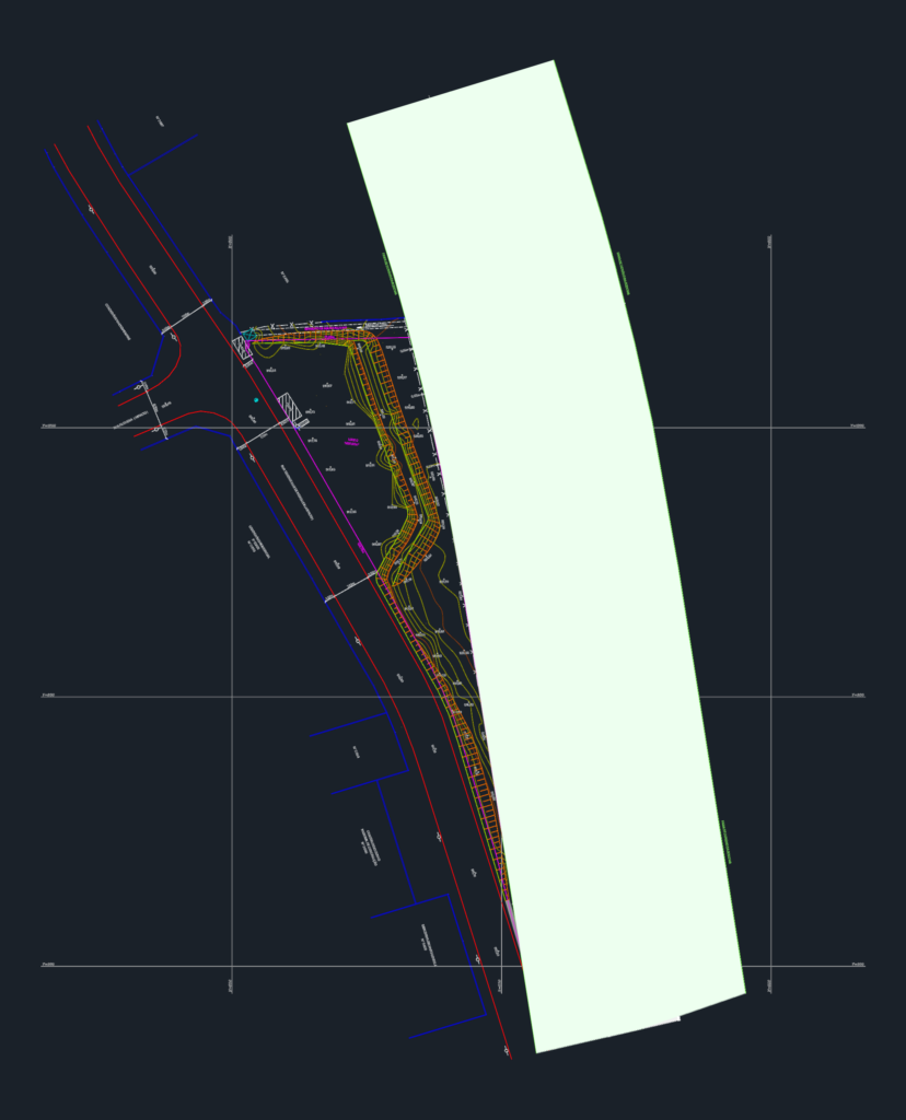 Cadastral survey map of a land lot near Estrada Rio-Bahia in Brazil with topographic contour lines and coordinate grid.
