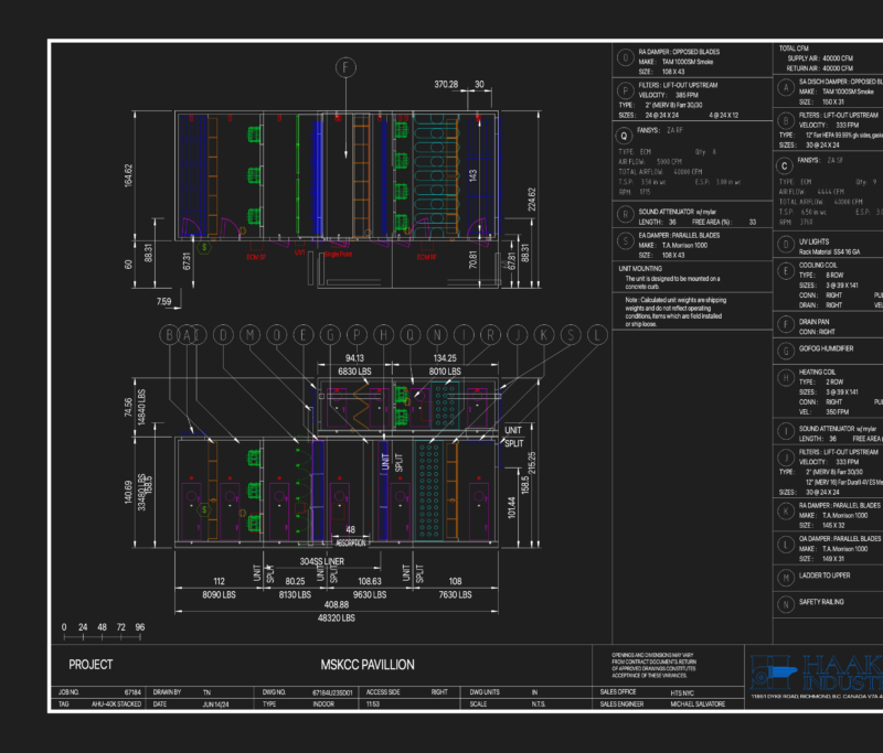 MSKCC Pavillion AHU-40K stacked air handling unit