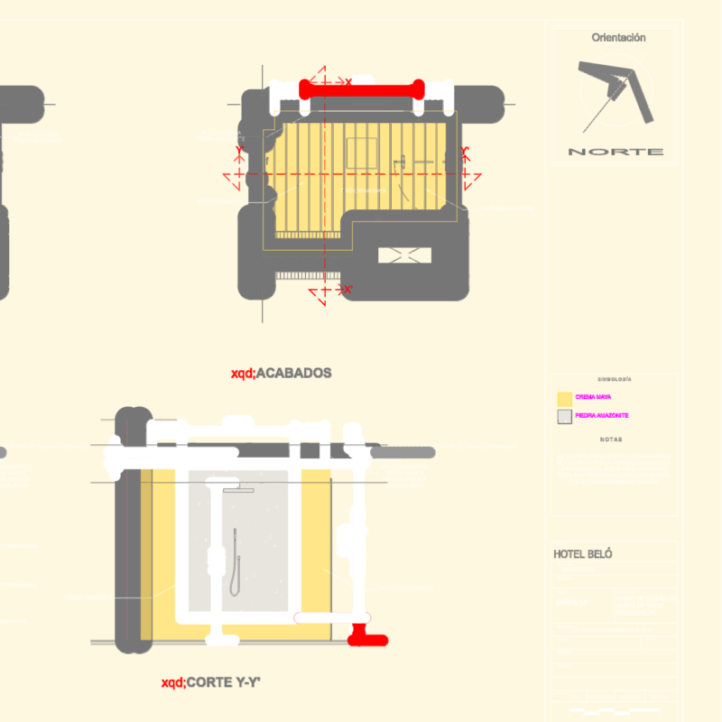 Presidential Suite Luxury Hotel Bathroom Plan and Sections