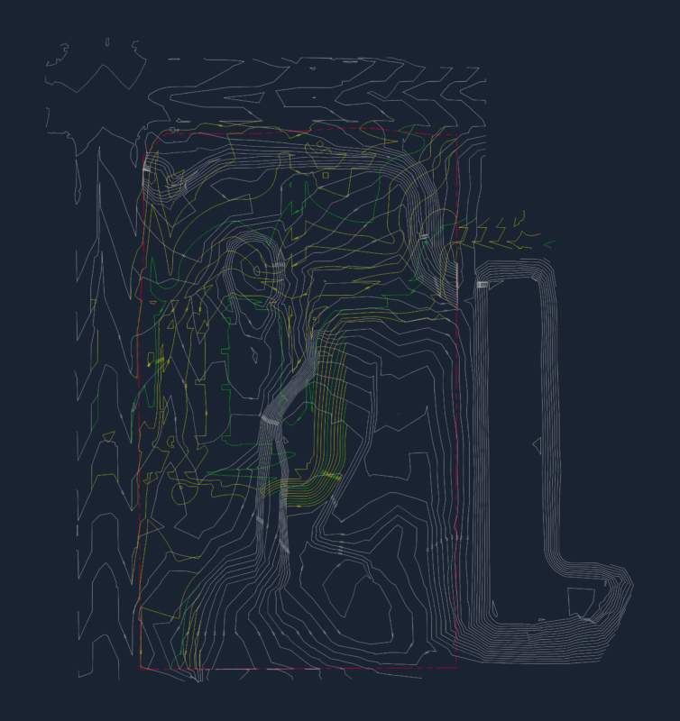 Proposed site utility and grading plan with topo contours